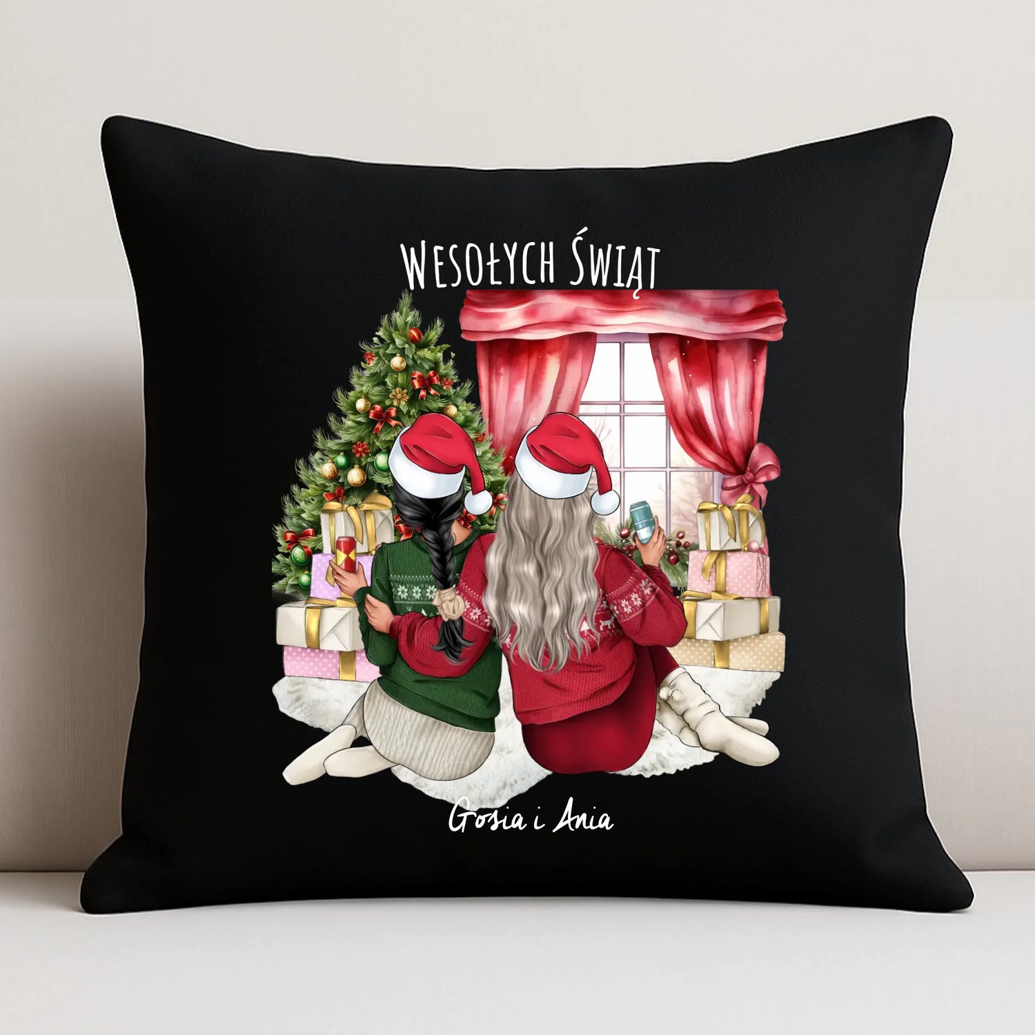 Poduszka dekoracyjna świąteczna - prezent dla przyjaciółki - 2-4 przyjaciółek - personalizowana PR06 - StoryCups.pl