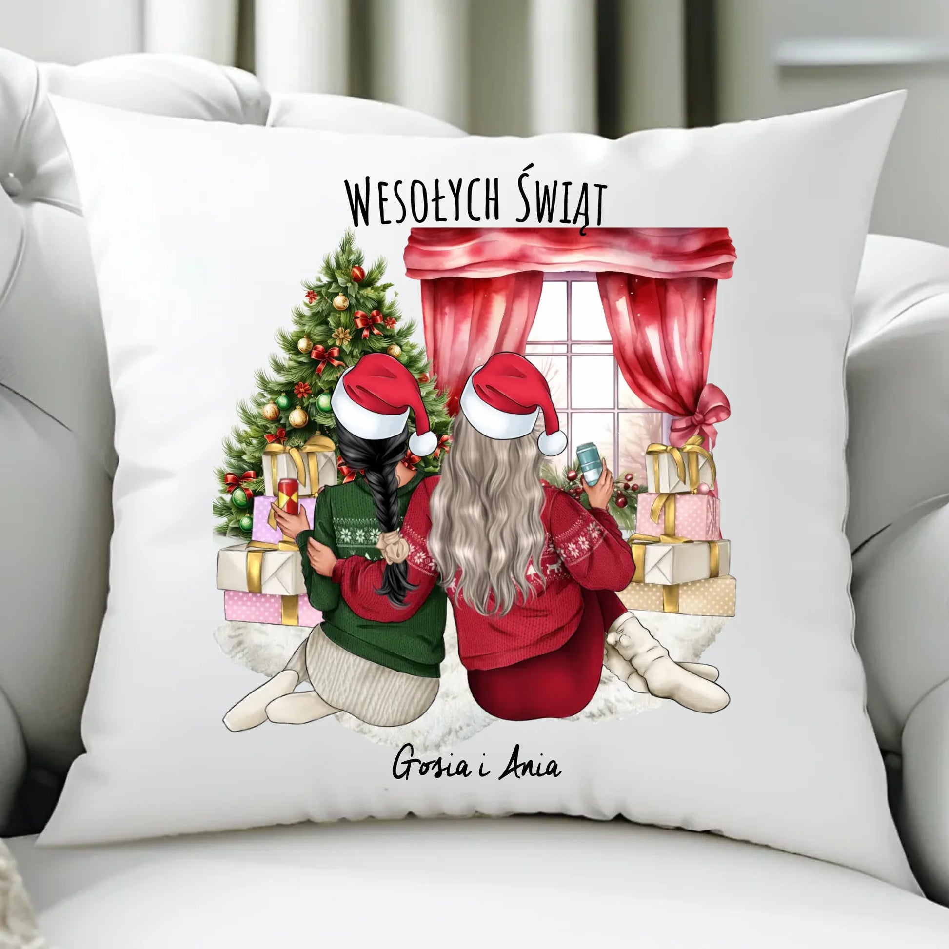 Poduszka świąteczna - prezent dla przyjaciółki - 2-4 przyjaciółek - personalizowana PR06 - StoryCups.pl