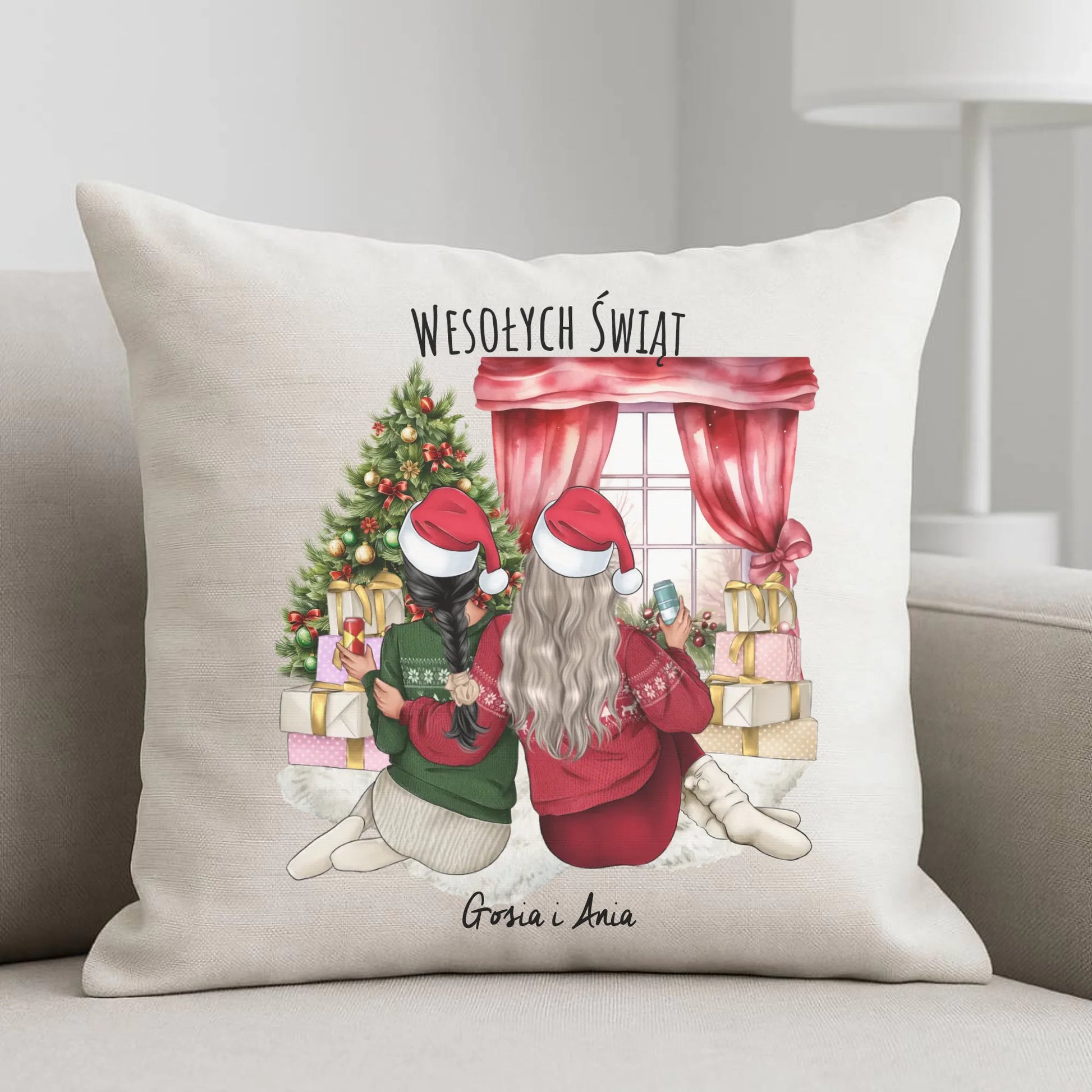 Poduszka świąteczna - prezent dla przyjaciółki - 2-4 przyjaciółek - personalizowana PR06 - StoryCups.pl