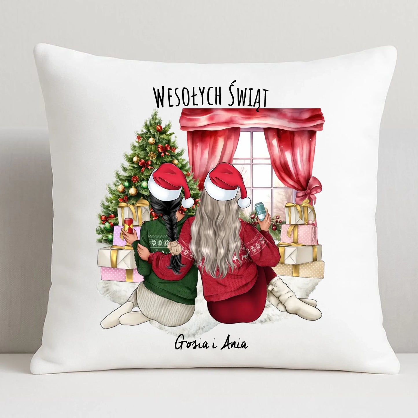 Poduszka świąteczna - prezent dla przyjaciółki - 2-4 przyjaciółek - personalizowana PR06 - StoryCups.pl