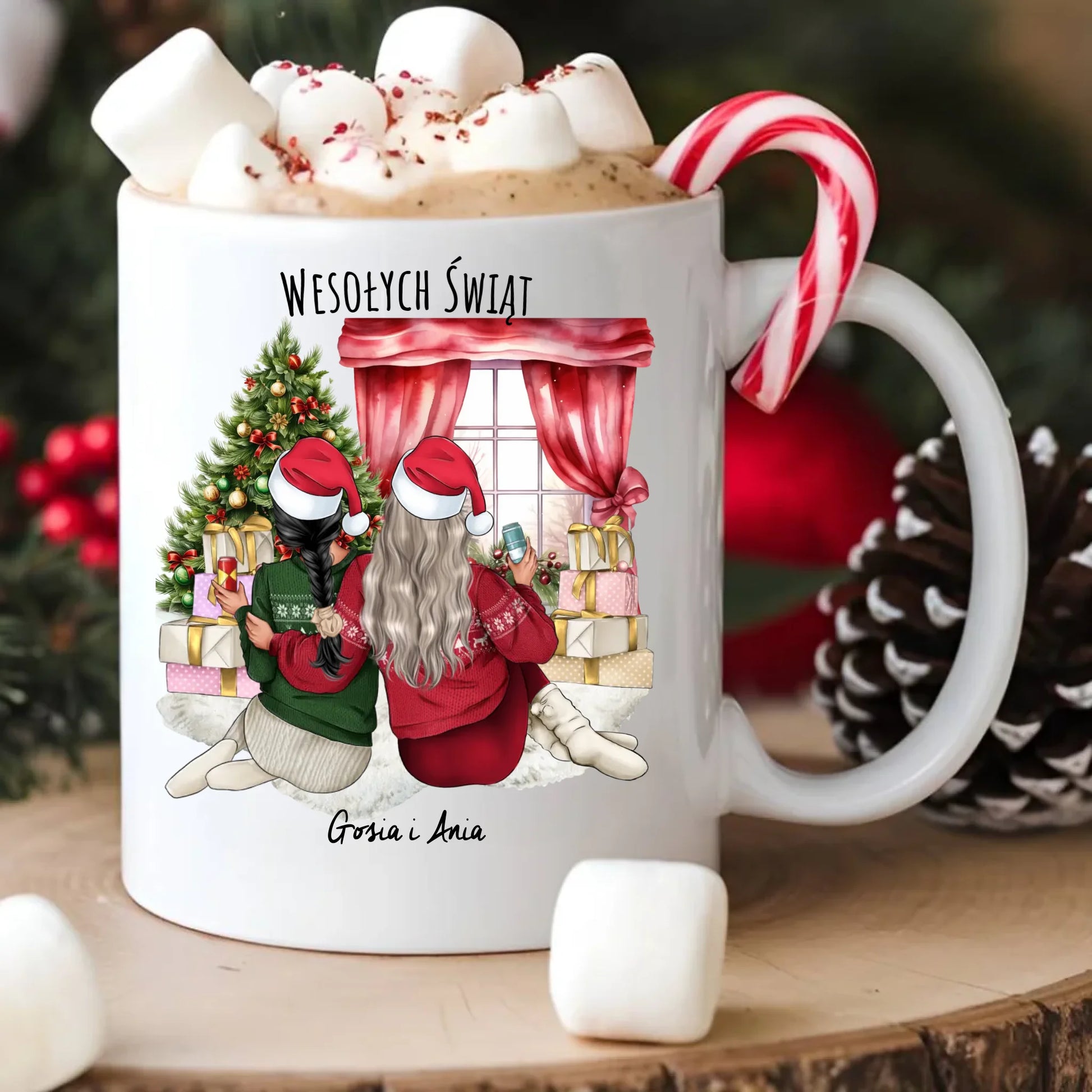 Kubek świąteczny - prezent dla przyjaciółki - 2-4 przyjaciółek - personalizowany PR06 - StoryCups.pl