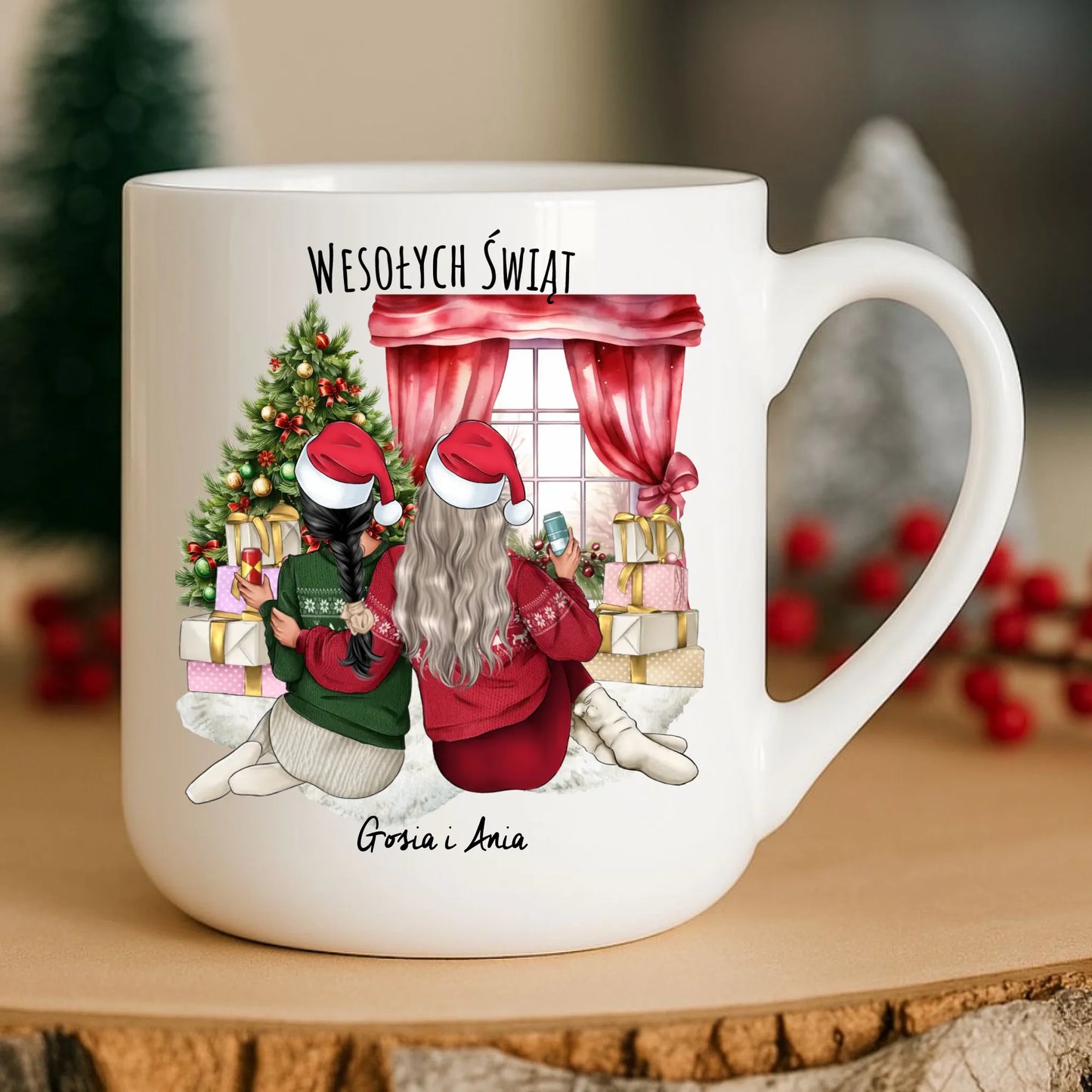 Kubek elegant świąteczny - prezent dla przyjaciółki - 2-4 przyjaciółek - personalizowany PR06 - StoryCups.pl