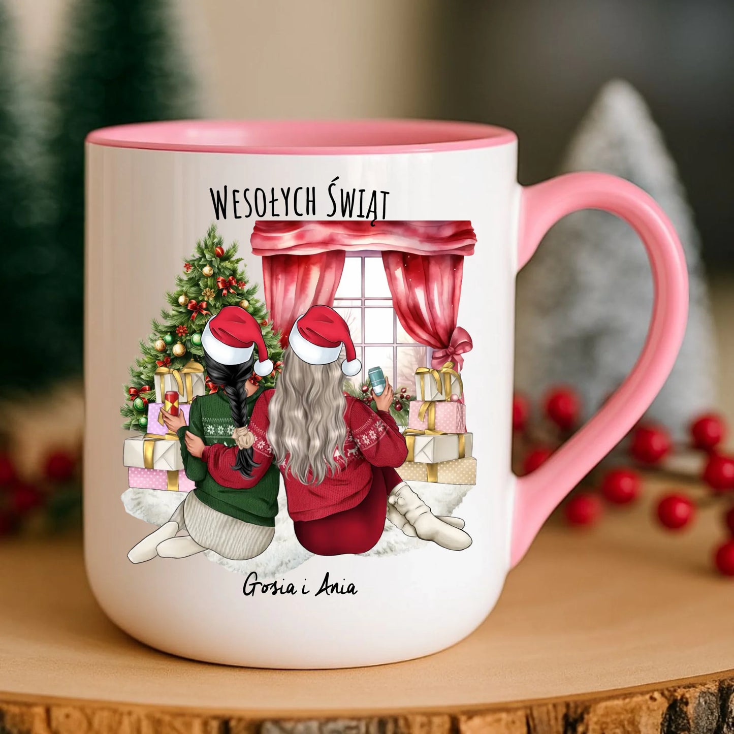 Kubek elegant świąteczny - prezent dla przyjaciółki - 2-4 przyjaciółek - personalizowany PR06 - StoryCups.pl