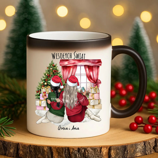 Kubek magiczny świąteczny - prezent dla przyjaciółki - 2-4 przyjaciółek - personalizowany PR06 - StoryCups.pl