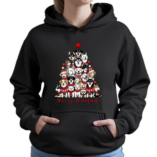 Merry woofmas | Świąteczna bluza damska z kapturem BN90 - StoryCups.pl