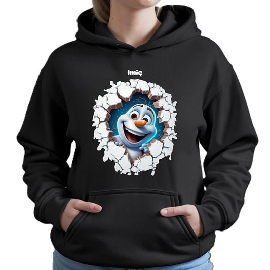 Bałwan 3D | Personalizowana świąteczna bluza damska z kapturem BN84 - StoryCups.pl