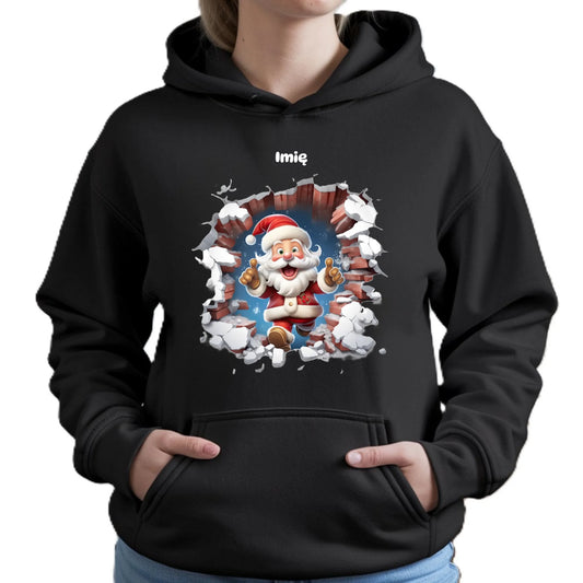 Mikołaj 3D | Personalizowana świąteczna bluza damska z kapturem BN83 - StoryCups.pl