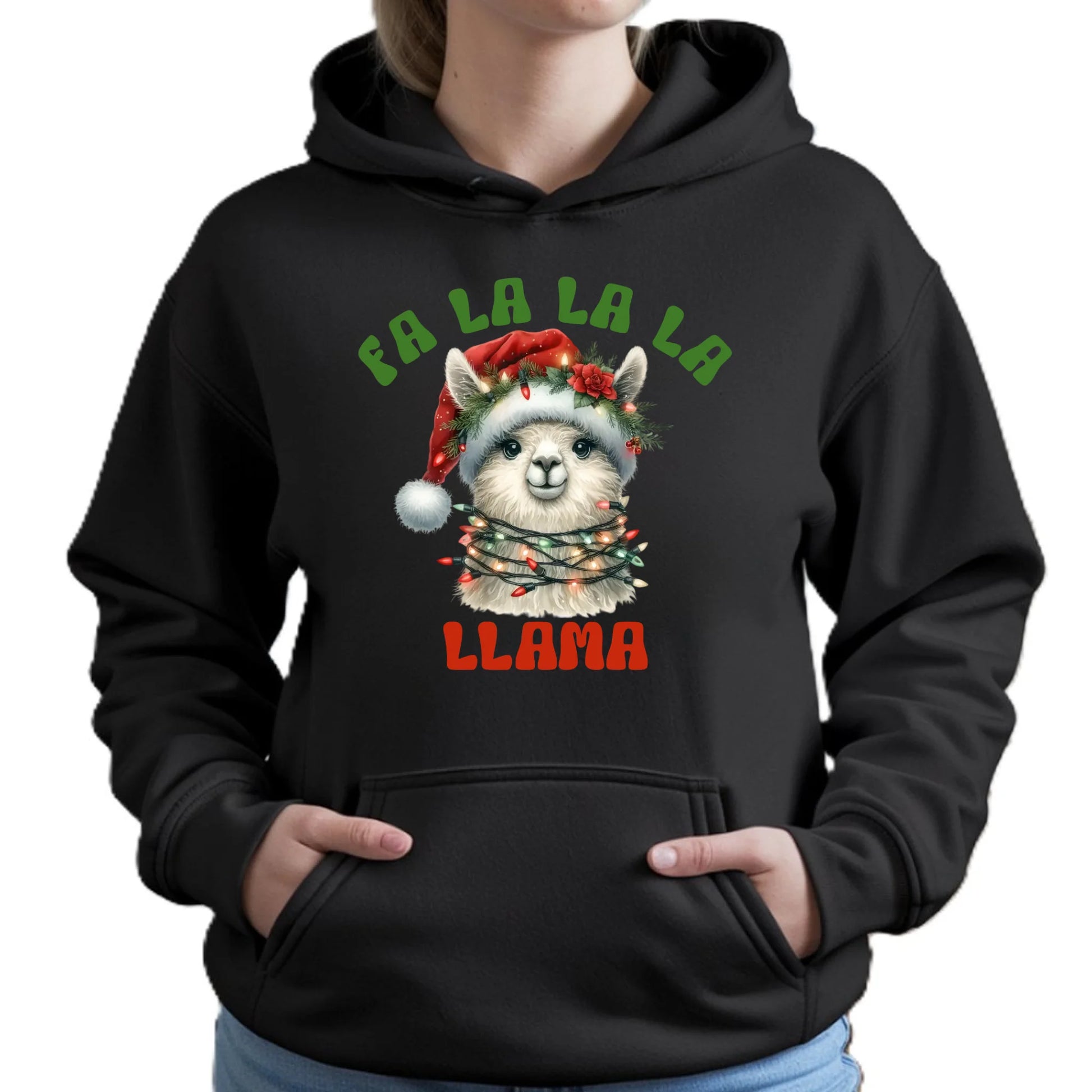 Fa la la la lama | Świąteczna bluza damska z kapturem BN71 - StoryCups.pl