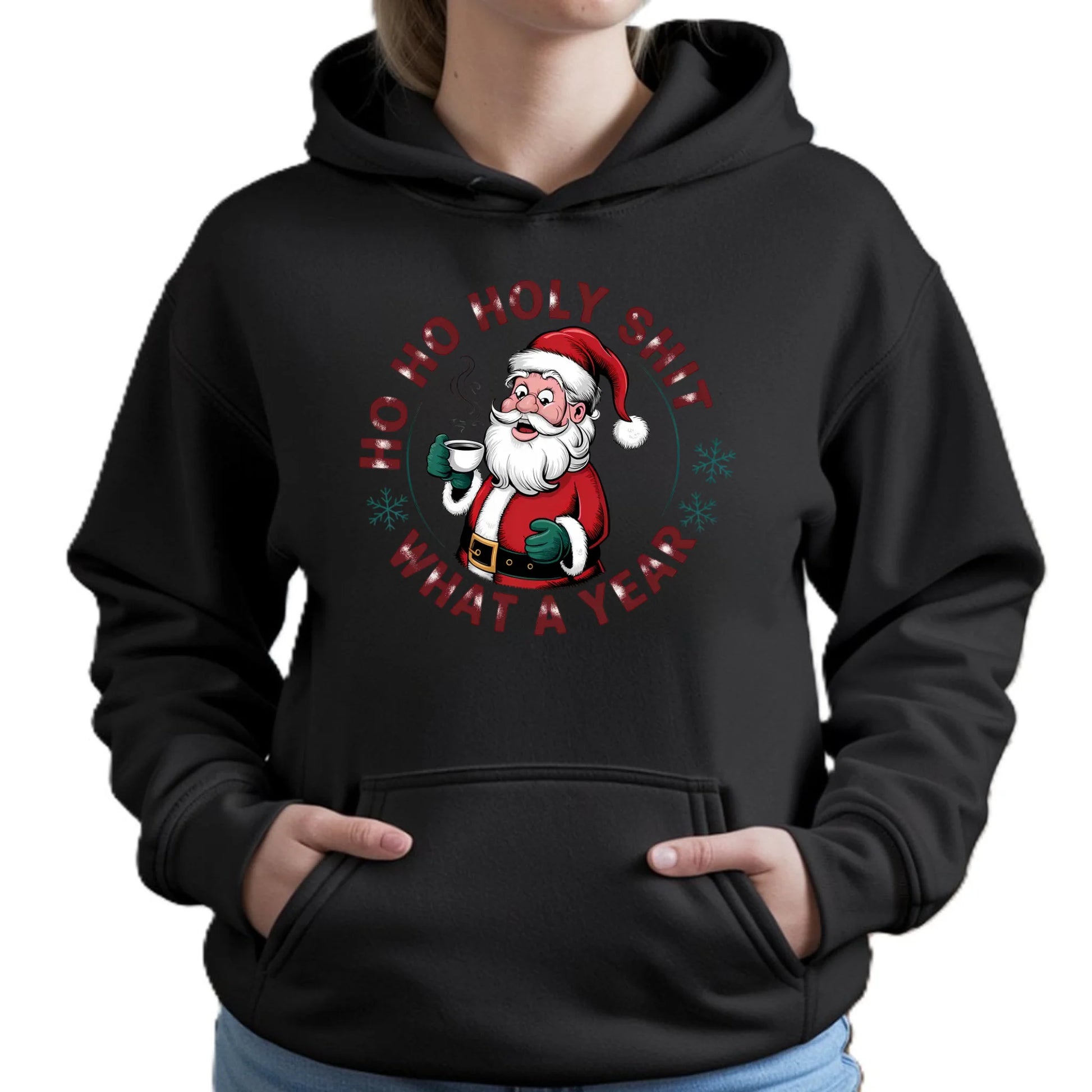 Ho ho holy shit | Świąteczna bluza damska z kapturem BN74 - StoryCups.pl