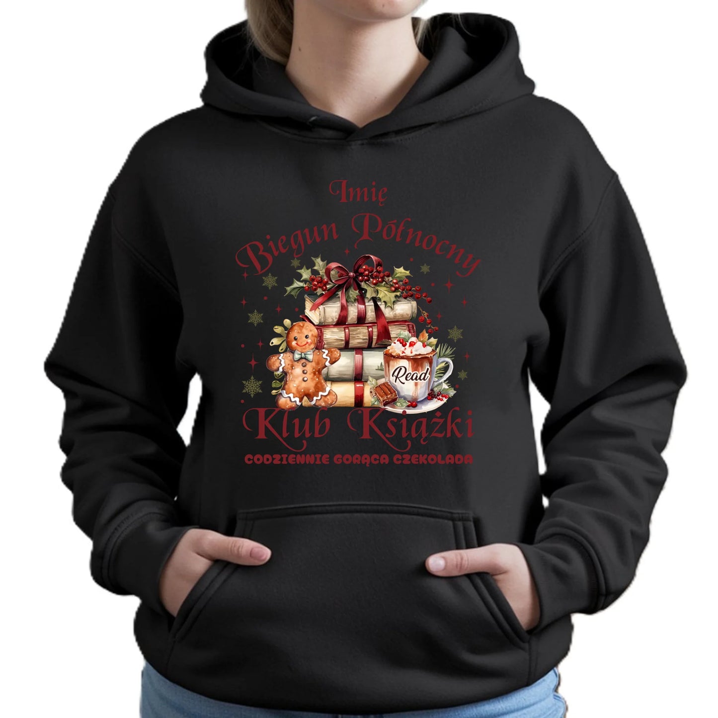 Klub Książki z Bieguna Północnego | Świąteczna bluza damska z kapturem BN79 - StoryCups.pl
