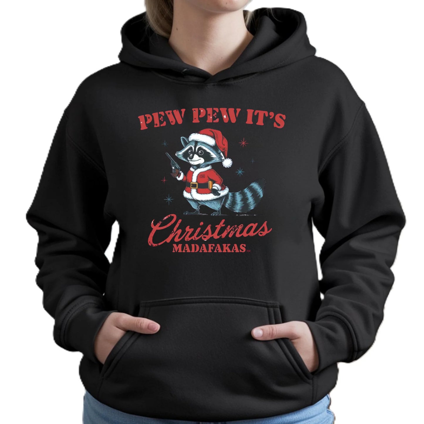 Pew pew it's Christmas | Świąteczna bluza damska z kapturem BN60 - StoryCups.pl