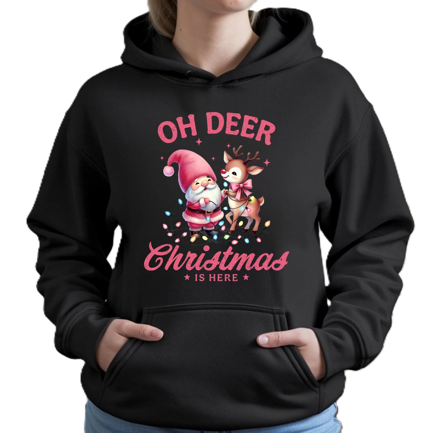 Oh deer Christmas is here | Świąteczna bluza damska z kapturem BN59 - StoryCups.pl