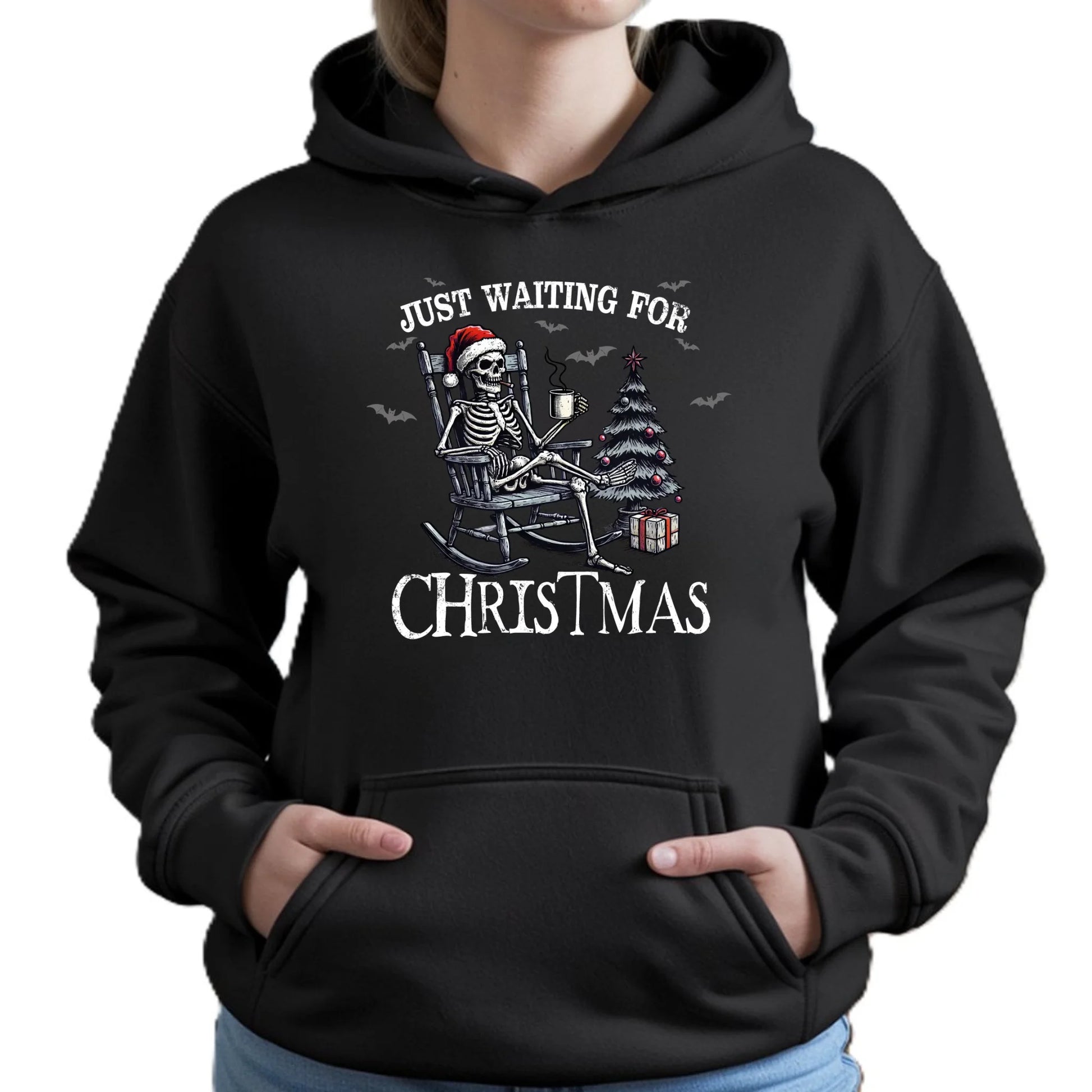 Czekam tylko na święta | Świąteczna bluza damska z kapturem BN56 - StoryCups.pl