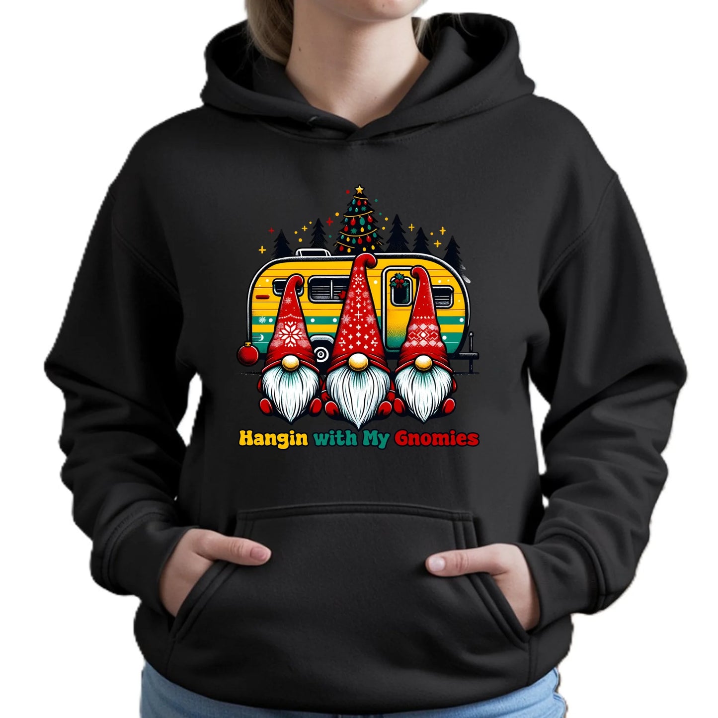 Święta z gnomami | Świąteczna bluza damska z kapturem BN41 - StoryCups.pl
