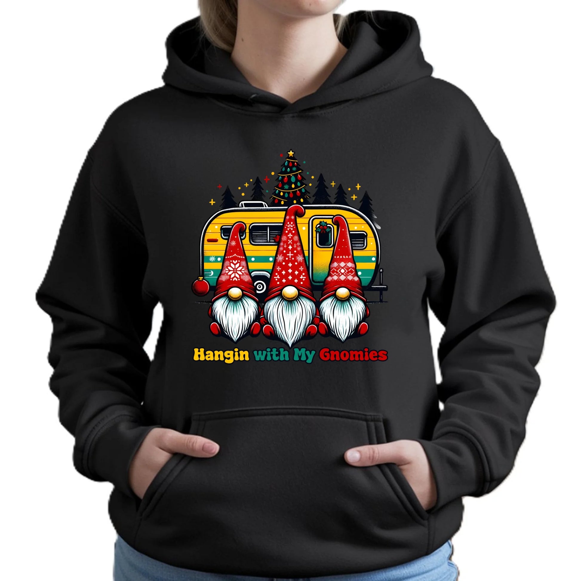 Święta z gnomami | Świąteczna bluza damska z kapturem BN41 - StoryCups.pl