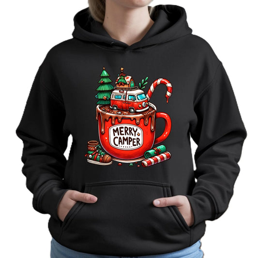 Merry Camper | Personalizowana bluza damska z kapturem świąteczna BN43 - StoryCups.pl