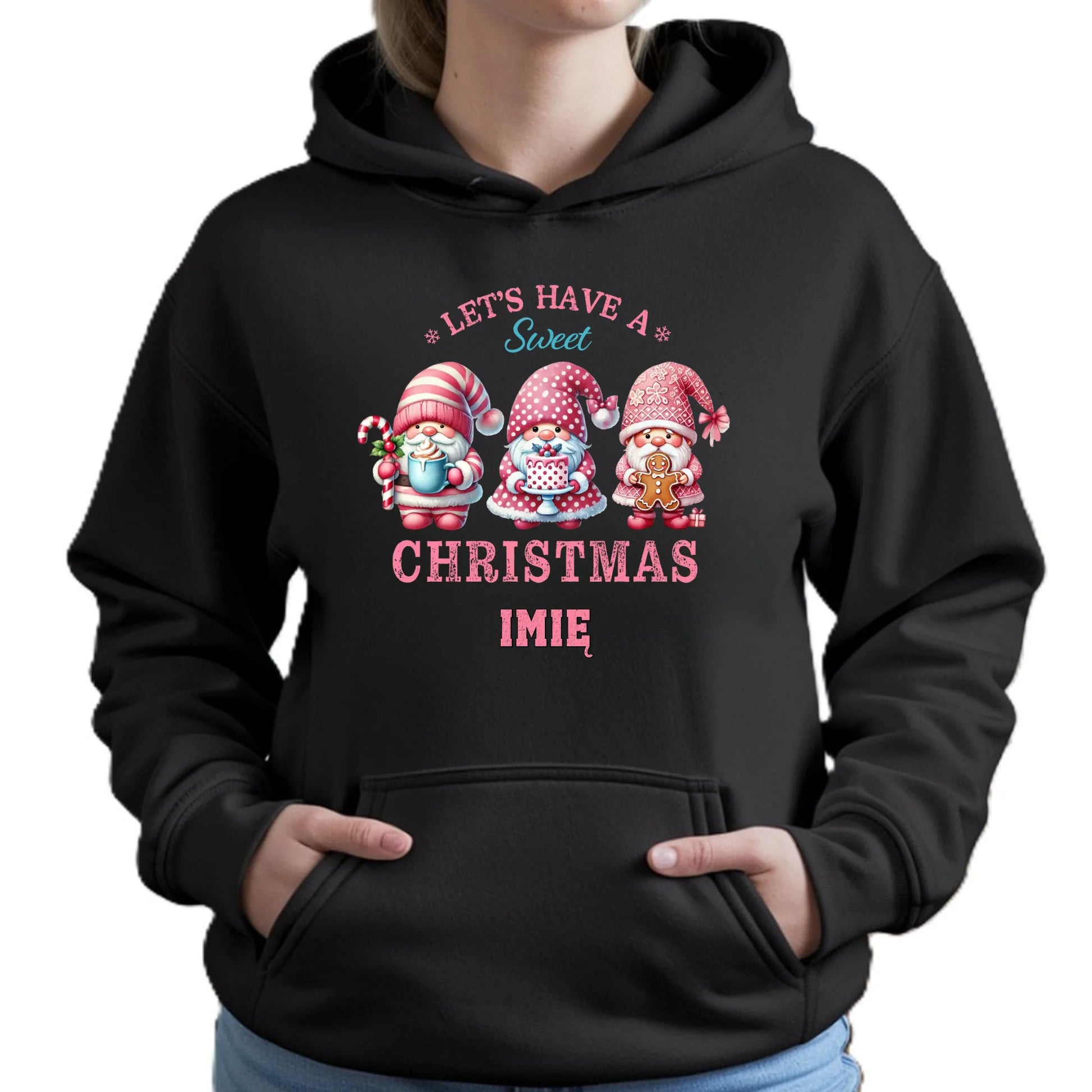 Słodkie święta | Personalizowana świąteczna bluza damska z kapturem BN57 - StoryCups.pl