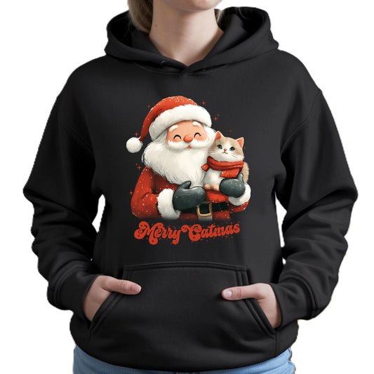 Merry Catmas | Świąteczna bluza damska z kapturem BN38 - StoryCups.pl