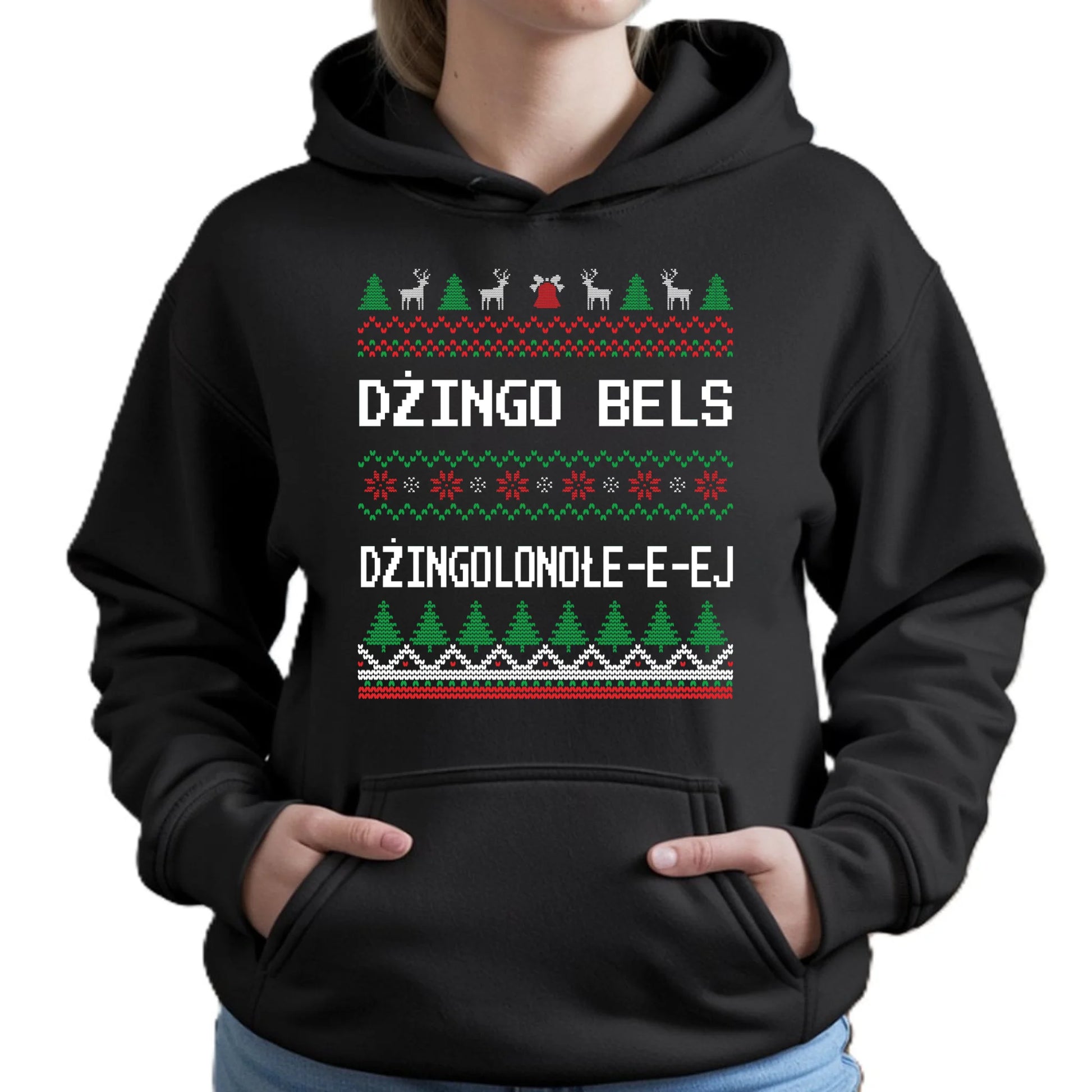 Dżingo bels | Świąteczna bluza damska z kapturem BN11 - StoryCups.pl