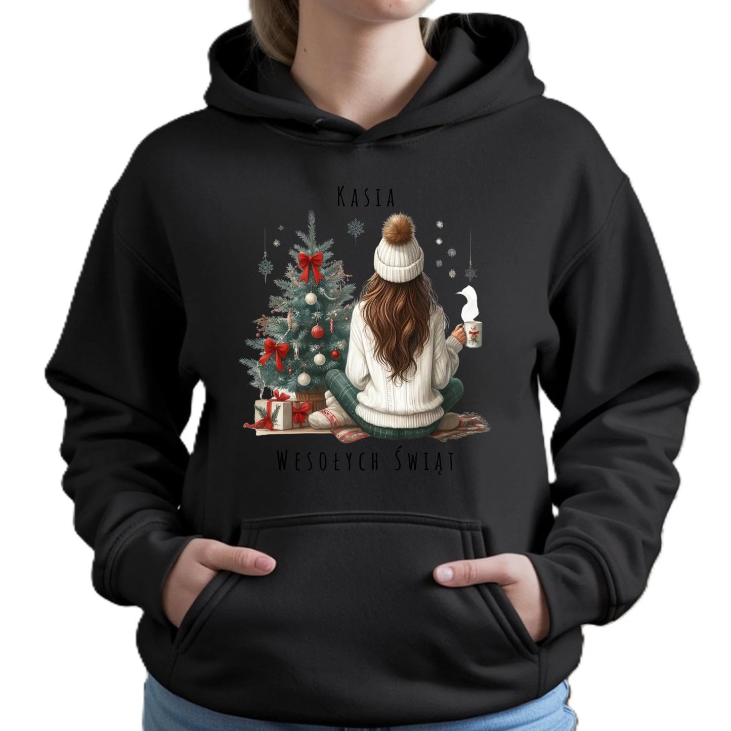 Love Winter | Świąteczna bluza damska z kapturem personalizacja BN15 - StoryCups.pl