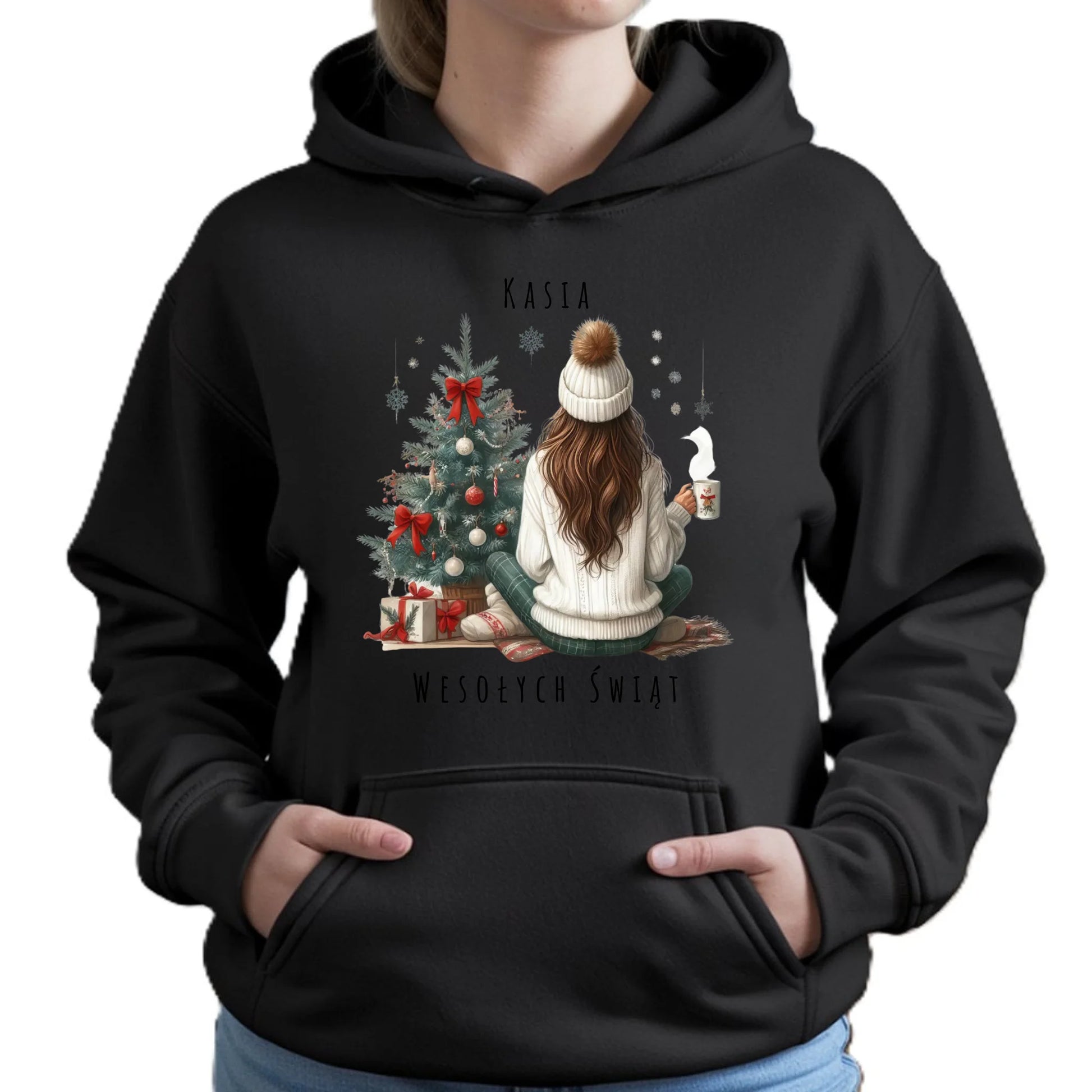 Love Winter | Świąteczna bluza damska z kapturem personalizacja BN15 - StoryCups.pl