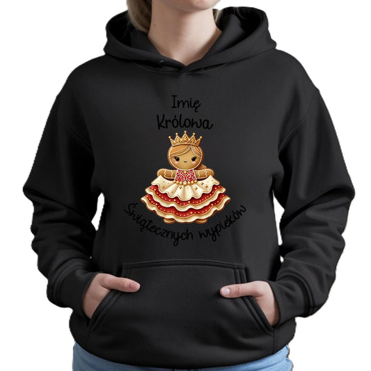 Królowa świątecznych wypieków imię | Świąteczna bluza damska z kapturem BN28 - StoryCups.pl