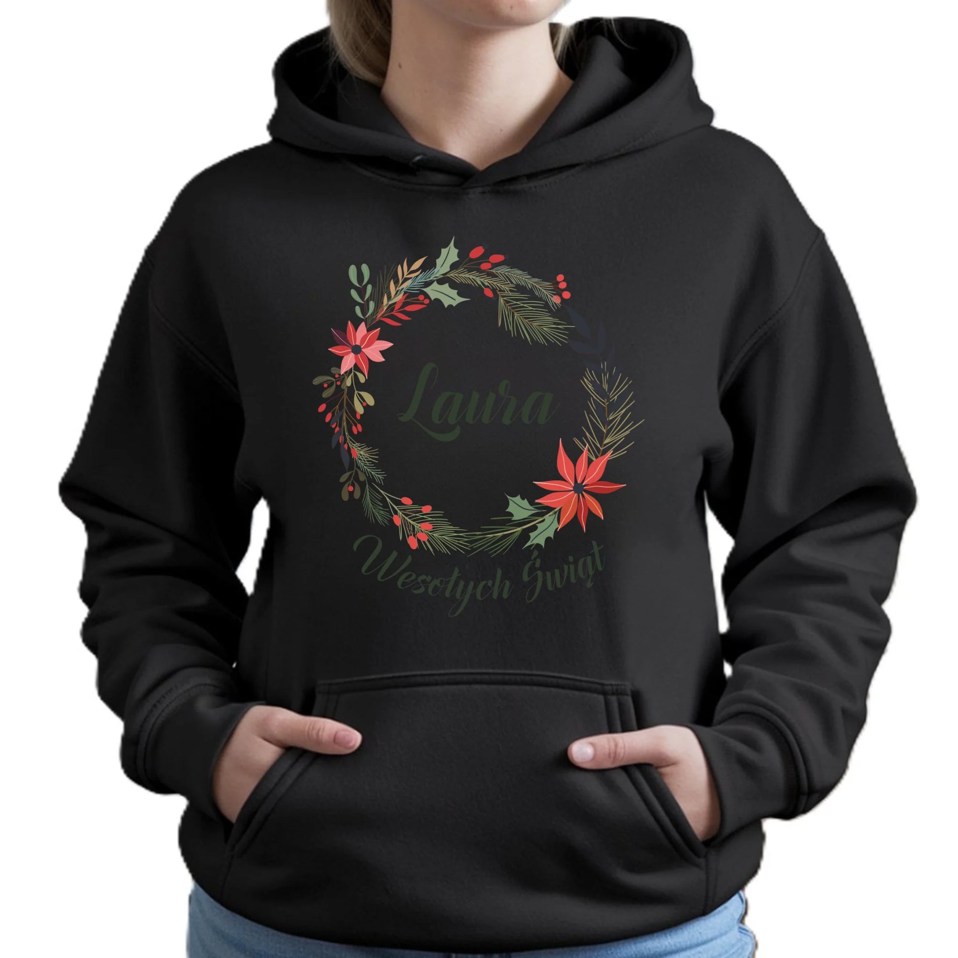 Wesołych Świąt | Personalizowana bluza damska z kapturem na święta BN19 - StoryCups.pl