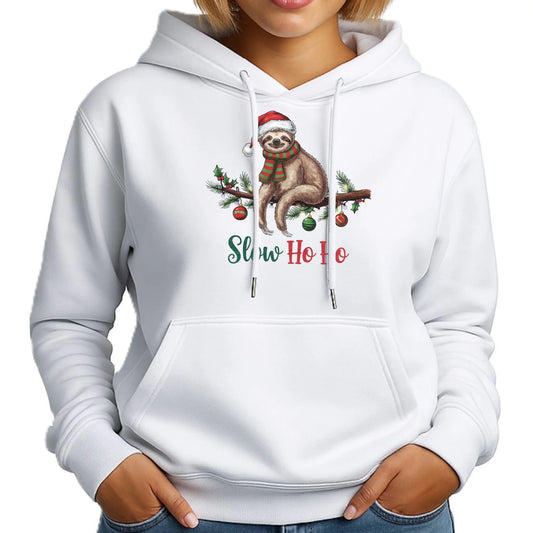 Leniwiec slow ho ho | Świąteczna bluza damska z kapturem BN92 - StoryCups.pl
