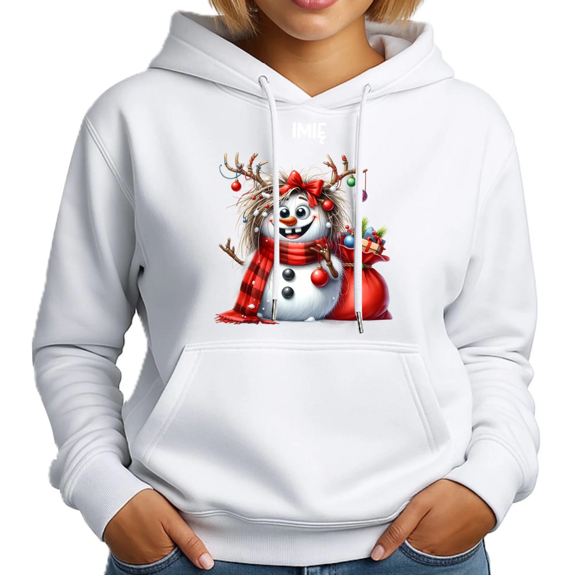 Bałwanek | Personalizowana świąteczna bluza damska z kapturem BN70 - StoryCups.pl