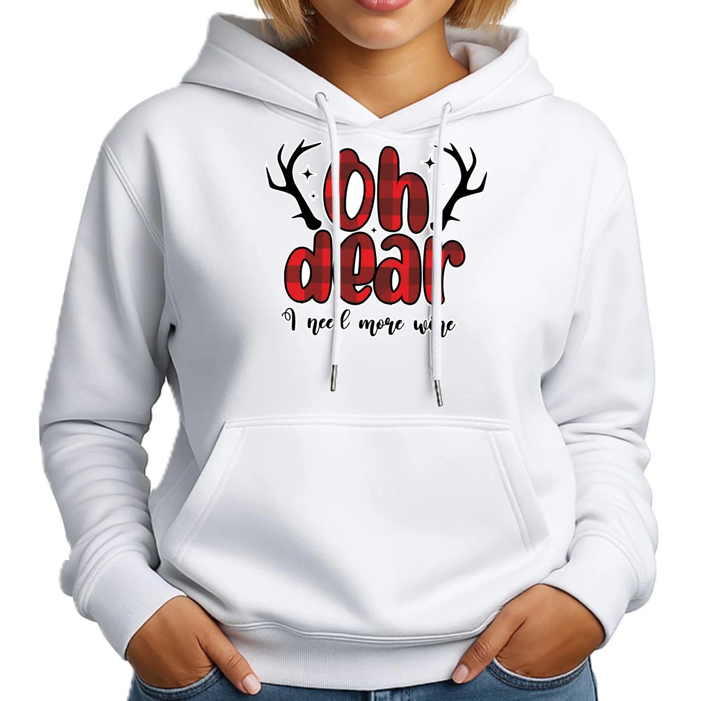 Potrzebuję więcej wina | Personalizowana świąteczna bluza damska z kapturem BN63 - StoryCups.pl