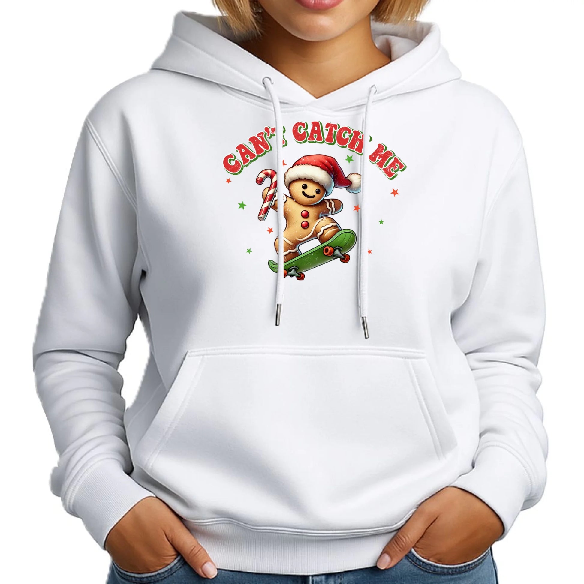 Can't catch me | Świąteczna bluza damska z kapturem BN45 - StoryCups.pl