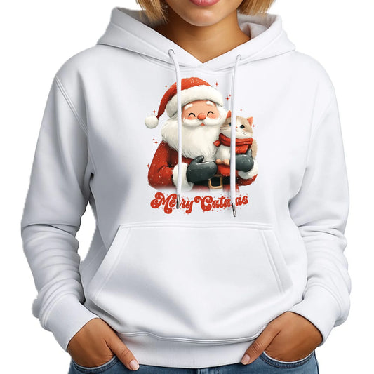 Merry Catmas | Świąteczna bluza damska z kapturem BN38 - StoryCups.pl
