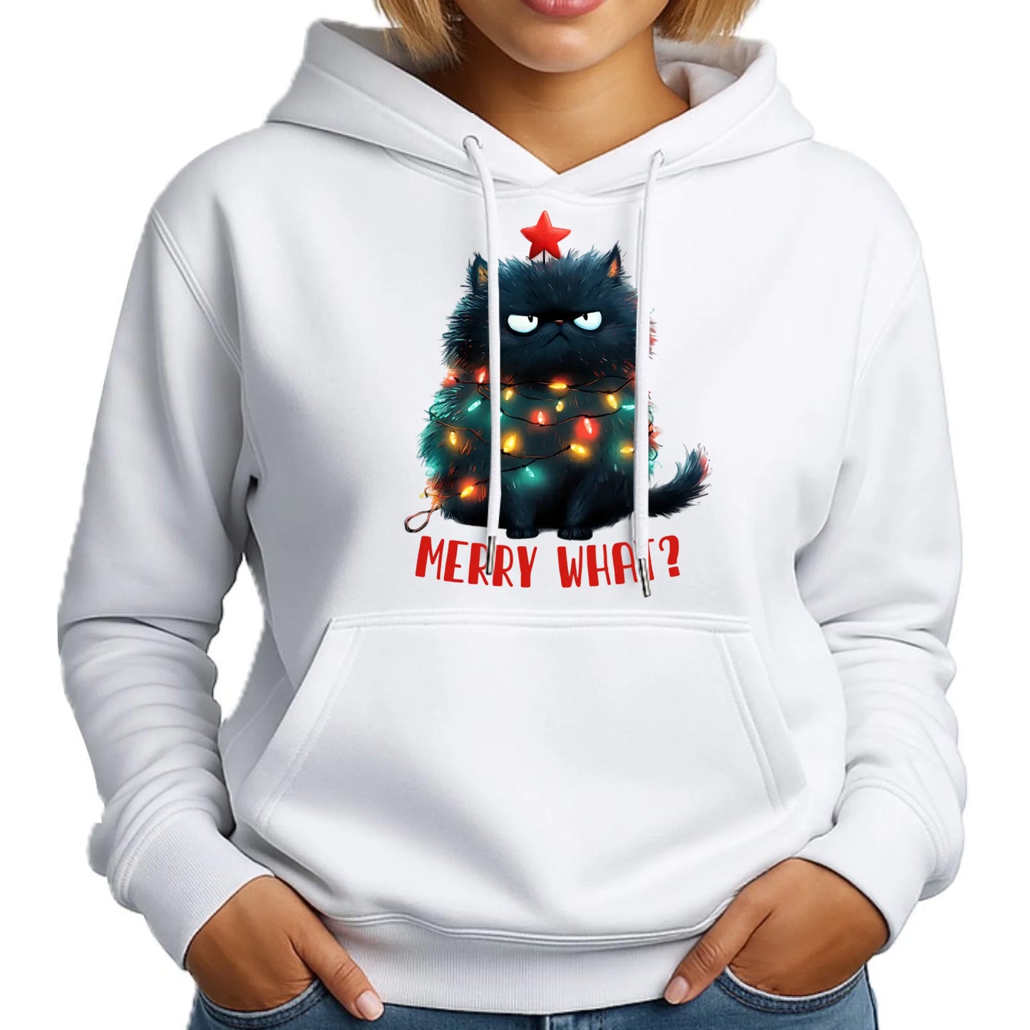 Merry what? | Świąteczna bluza damska z kapturem BN37 - StoryCups.pl