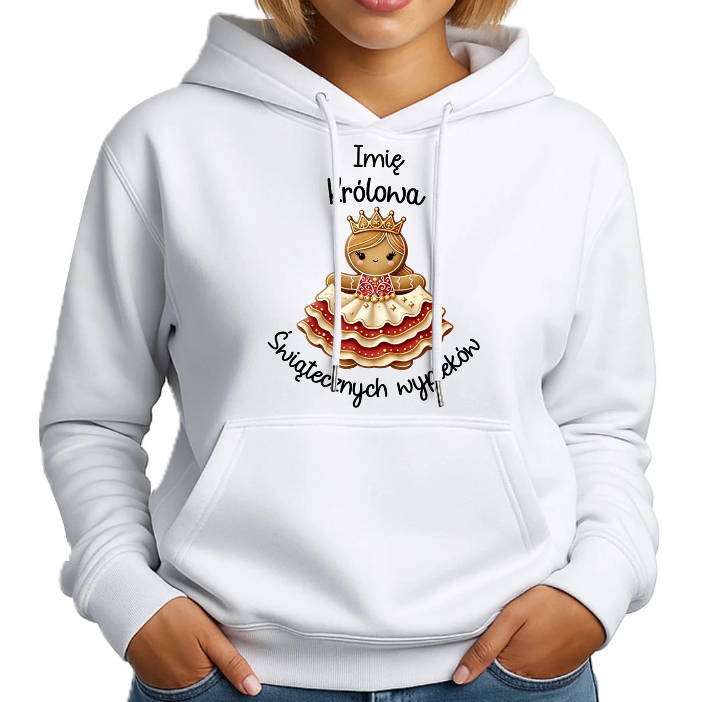 Królowa świątecznych wypieków imię | Świąteczna bluza damska z kapturem BN28 - StoryCups.pl
