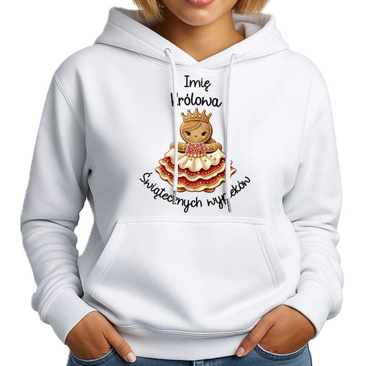 Królowa świątecznych wypieków imię | Świąteczna bluza damska z kapturem BN28 - StoryCups.pl