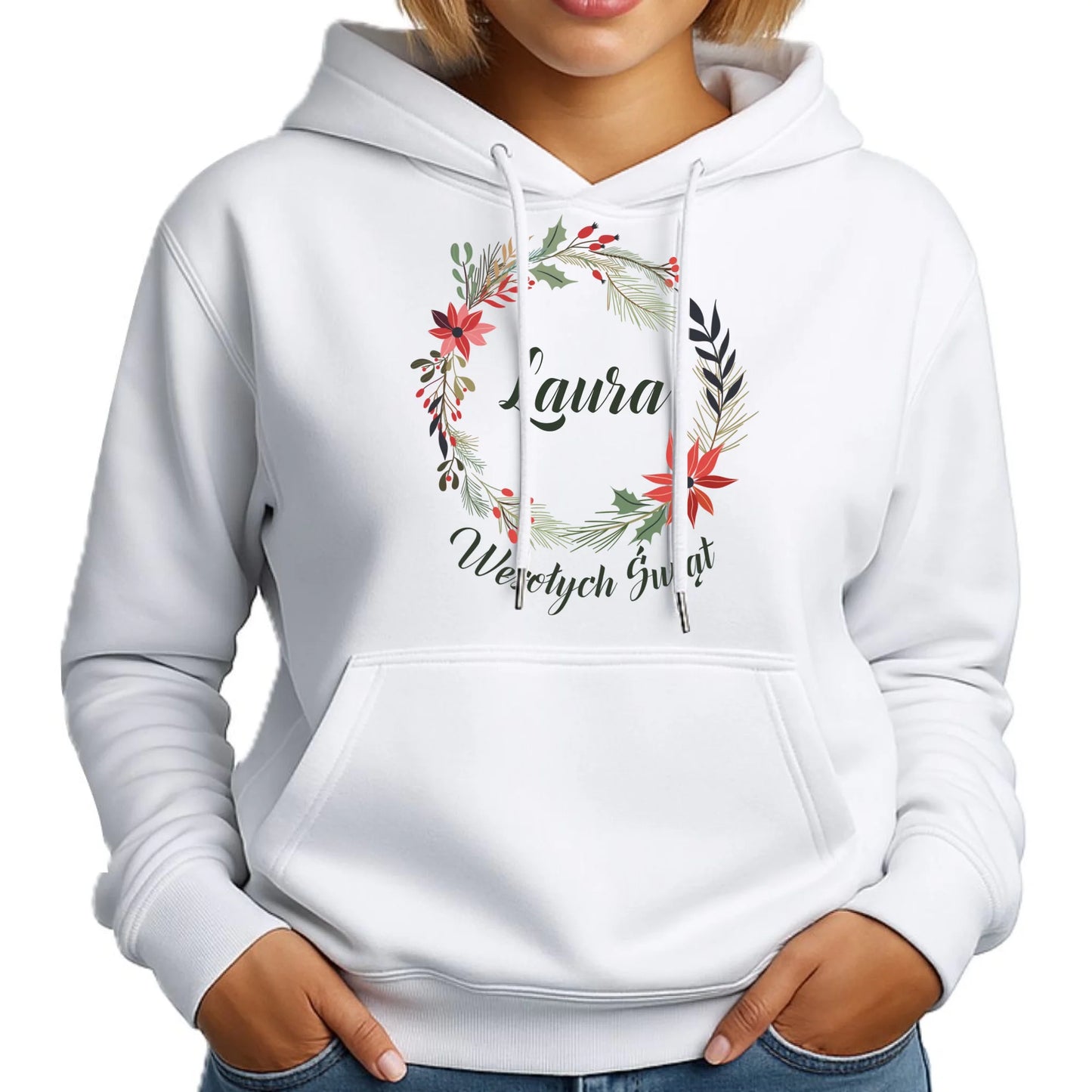 Wesołych Świąt | Personalizowana bluza damska z kapturem na święta BN19 - StoryCups.pl
