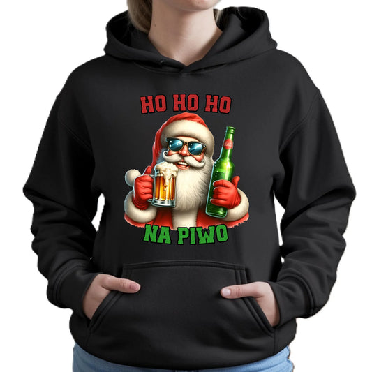 Ho ho ho na piwo | Świąteczna bluza damska z kapturem BN64 - StoryCups.pl
