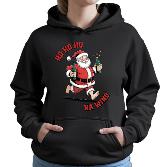 Ho ho ho na wino | Świąteczna bluza damska z kapturem BN61 - StoryCups.pl