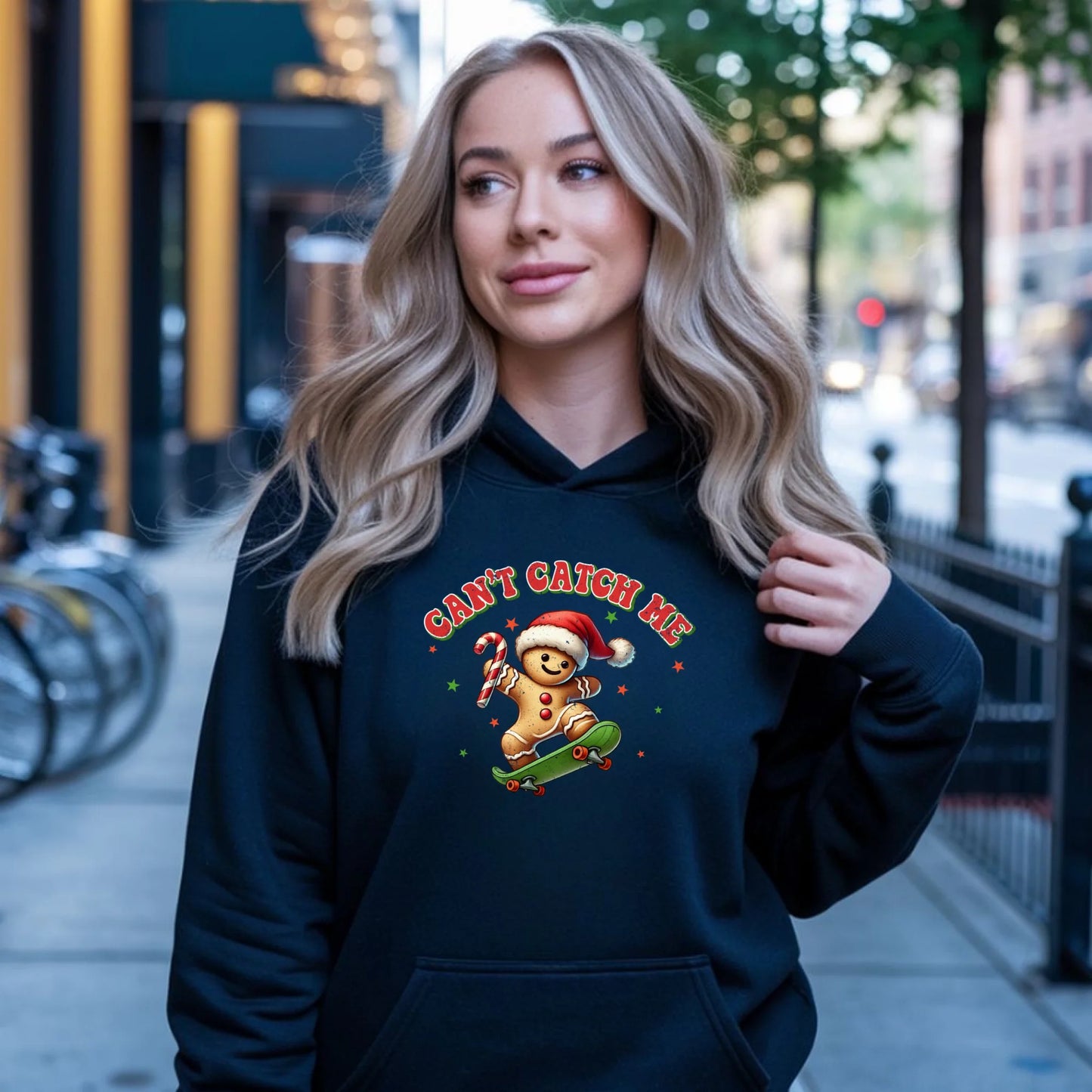 Can't catch me | Świąteczna bluza damska z kapturem BN45 - StoryCups.pl