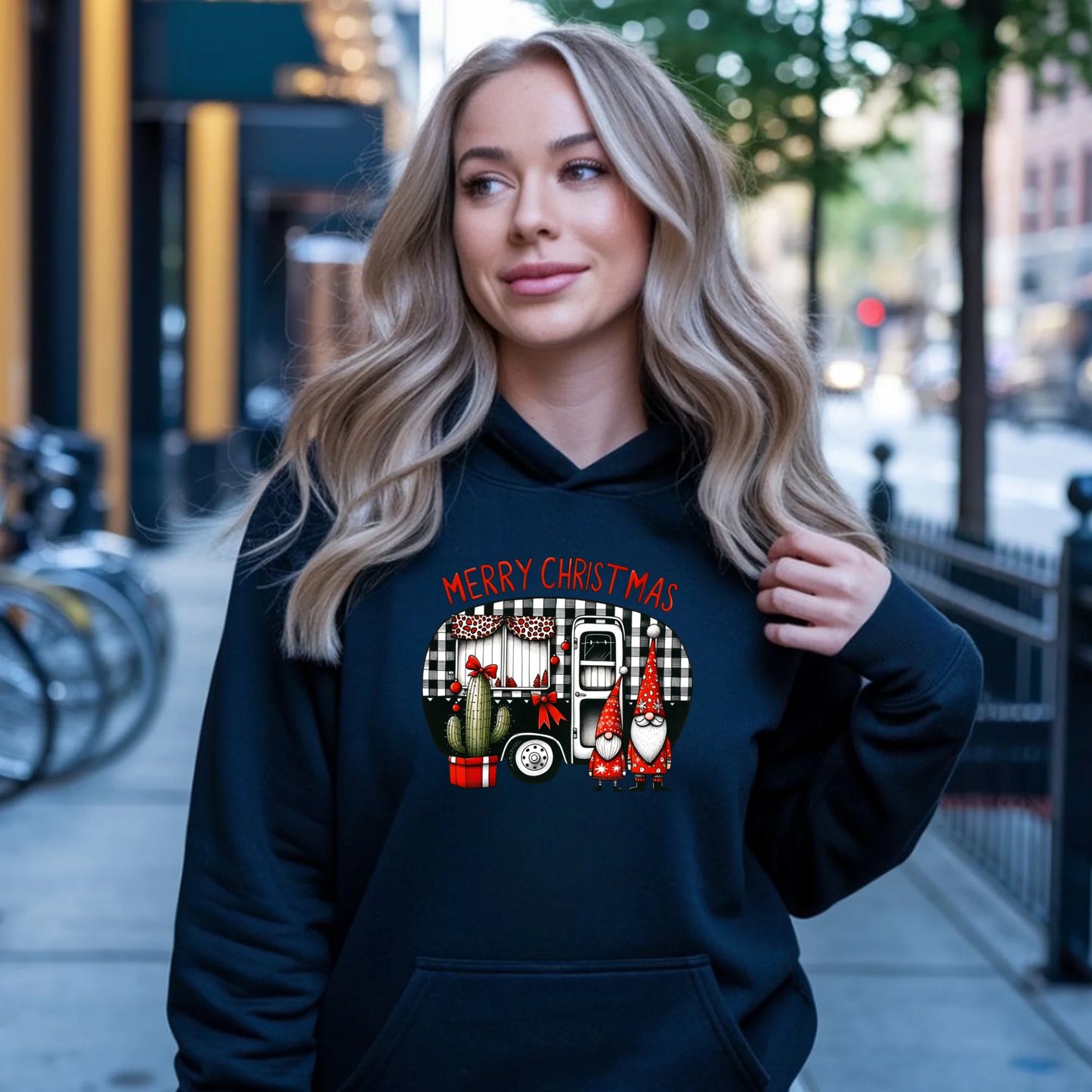 Merry Christmas | Świąteczna bluza damska z kapturem BN44 - StoryCups.pl