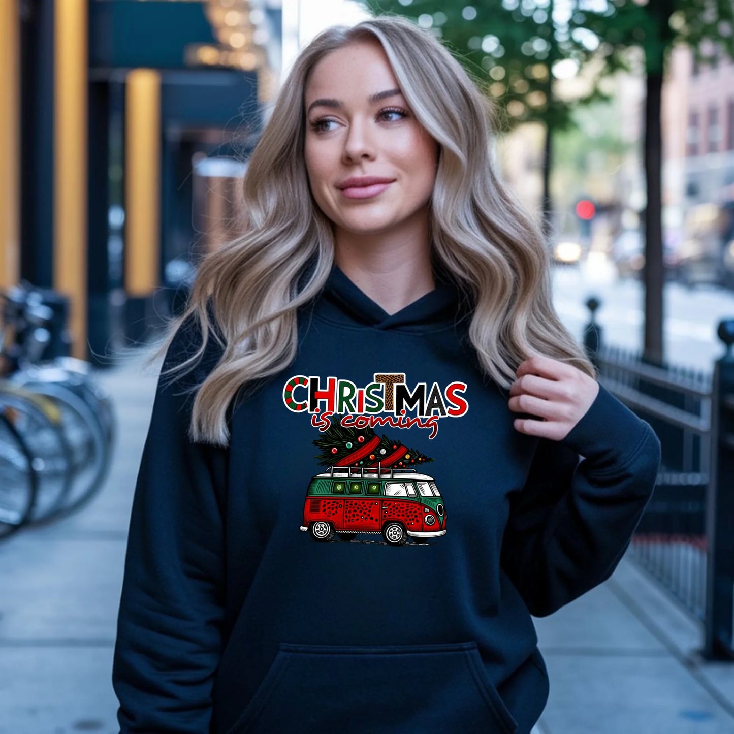 Christmas is coming | Świąteczna bluza damska z kapturem BN42 - StoryCups.pl