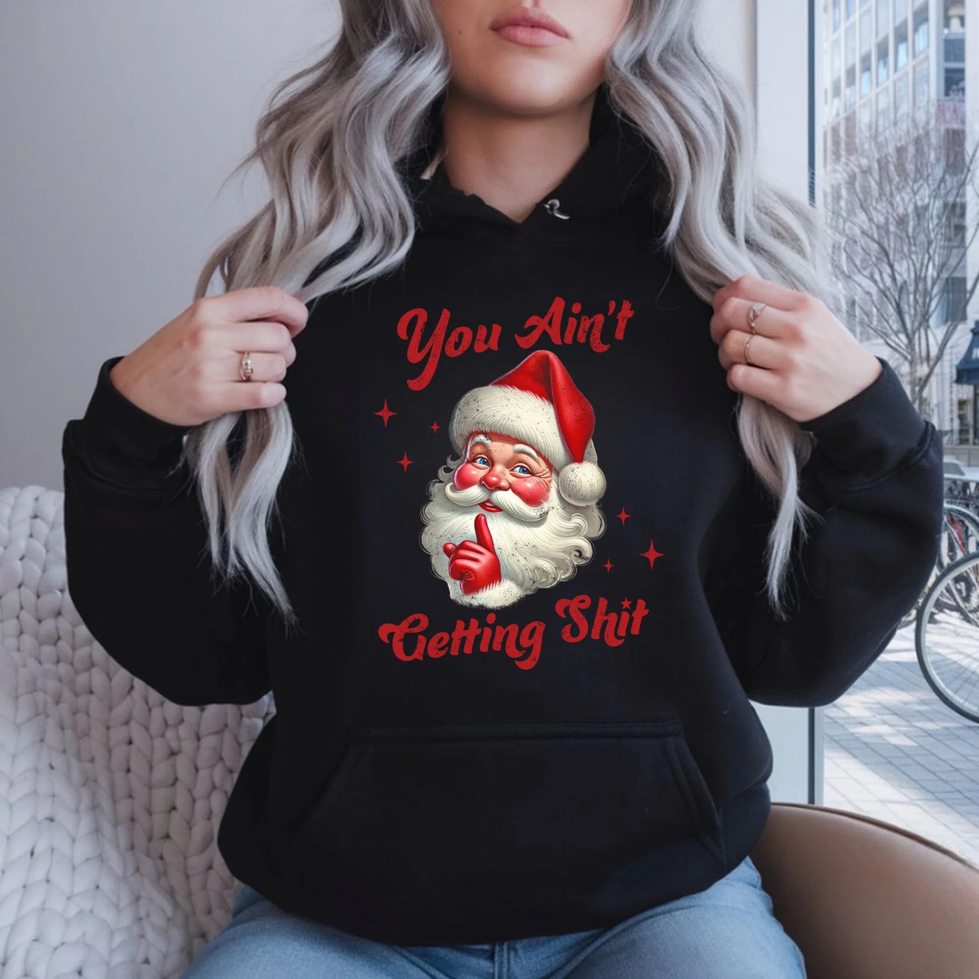 Nie dostaniesz nic | Świąteczna bluza damska z kapturem BN66 - StoryCups.pl