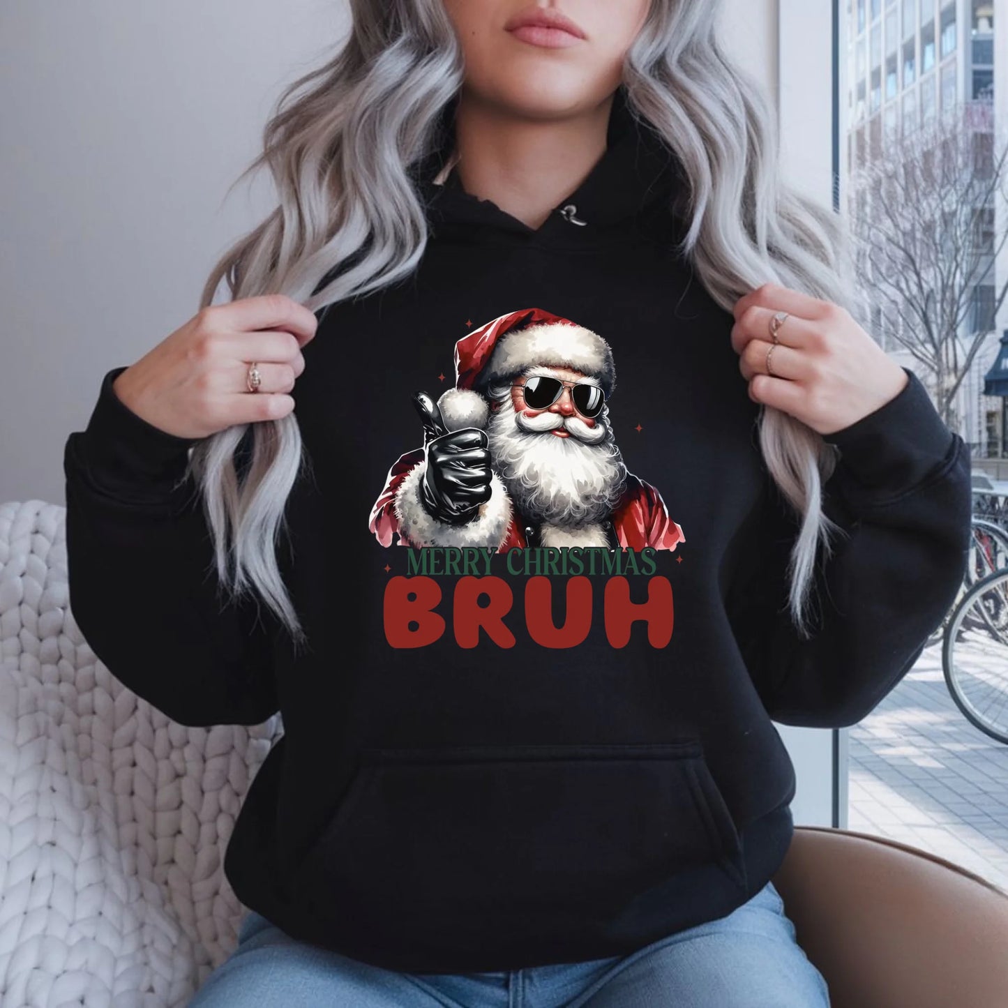 Merry Christmas Bruh | Świąteczna bluza damska z kapturem BN65 - StoryCups.pl