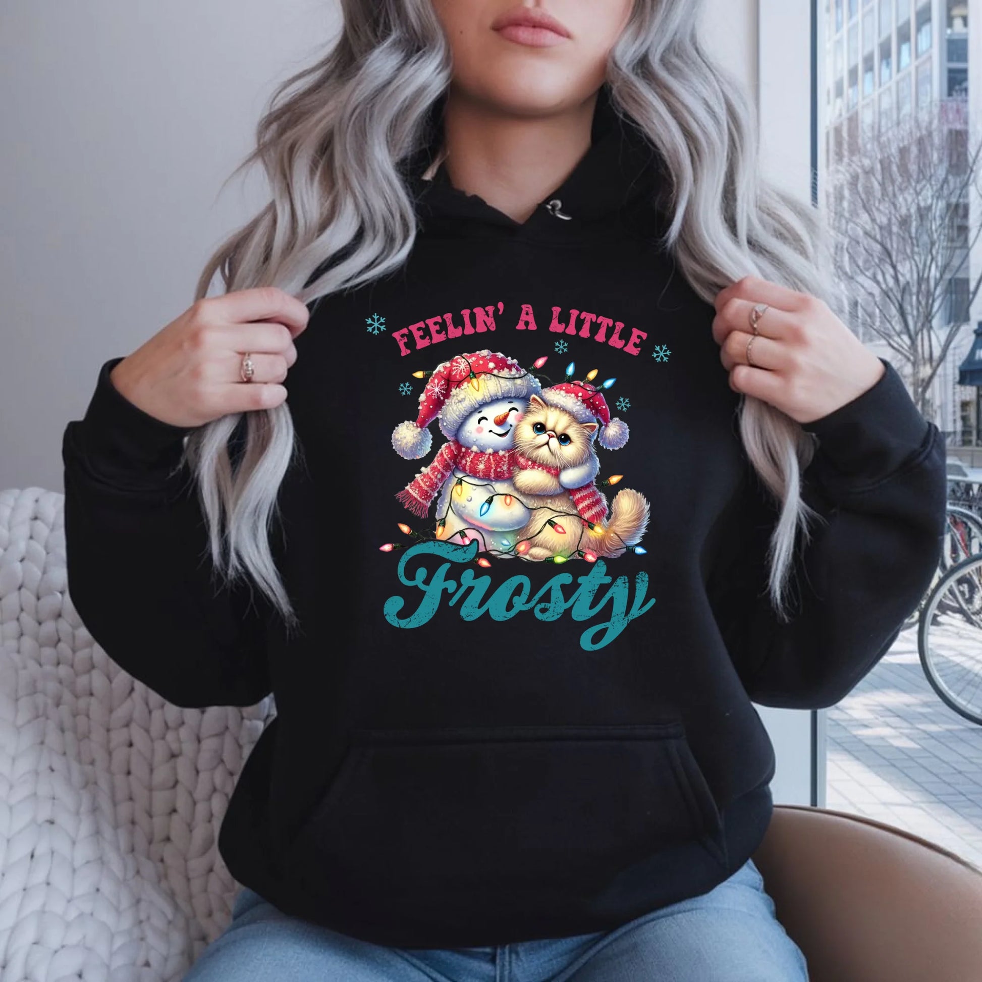 Czuję zimowy nastrój | Świąteczna bluza damska z kapturem BN52 - StoryCups.pl