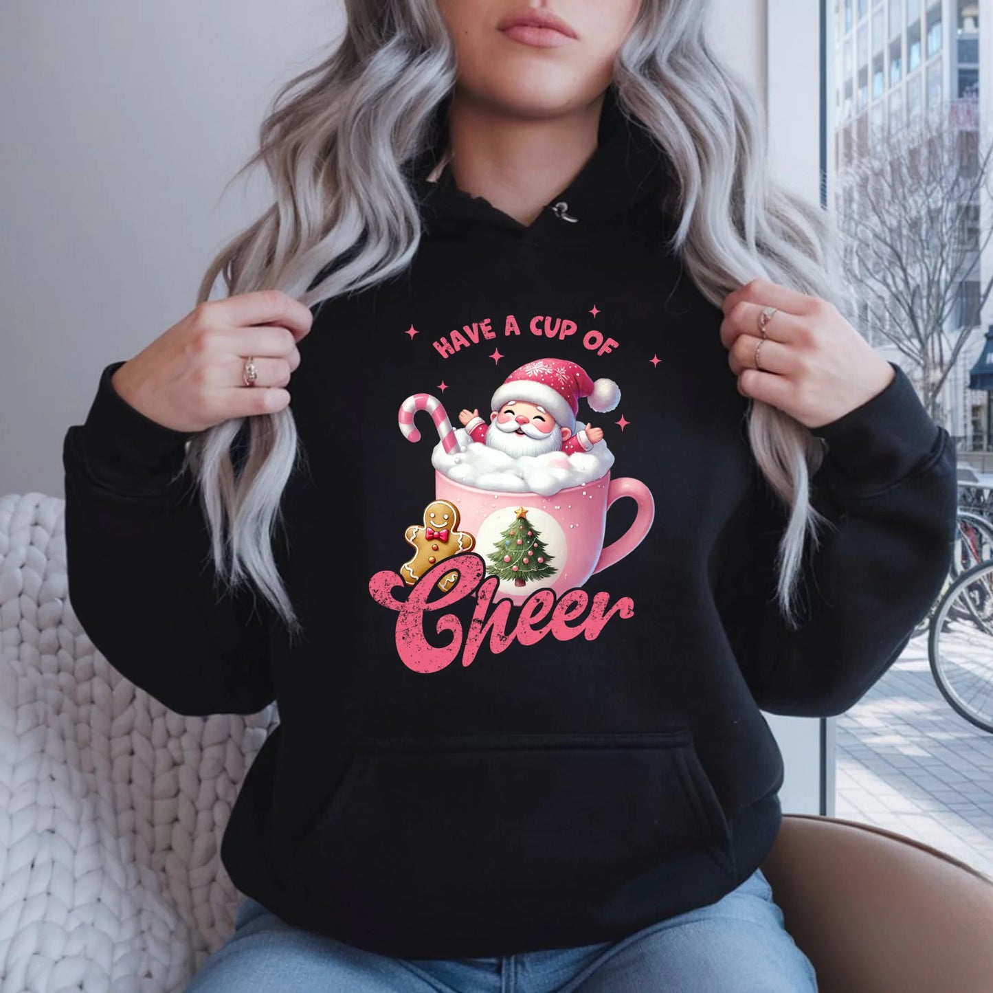 Have a cup of cheer | Świąteczna bluza damska z kapturem BN53 - StoryCups.pl