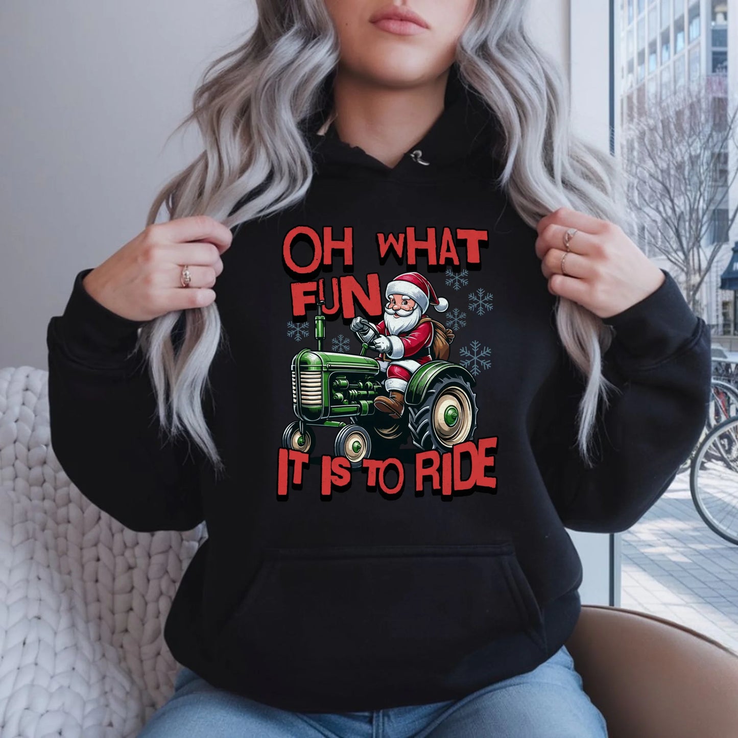 Oh what fun it is to ride | Świąteczna bluza damska z kapturem BN48 - StoryCups.pl