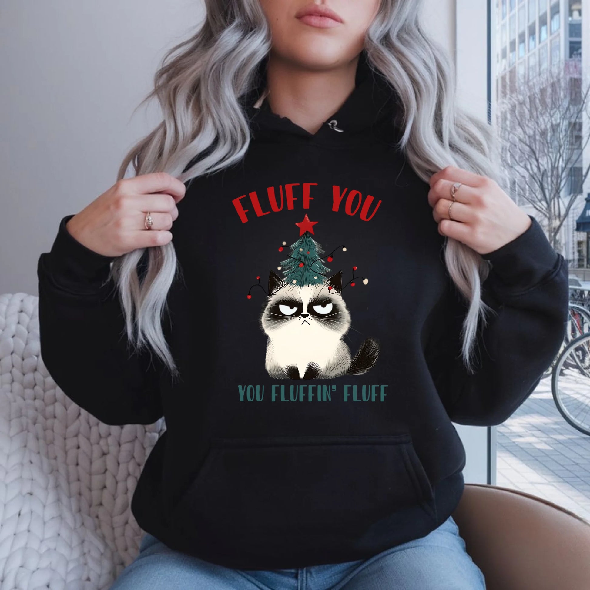 Fluff You | Świąteczna bluza damska z kapturem BN10 - StoryCups.pl