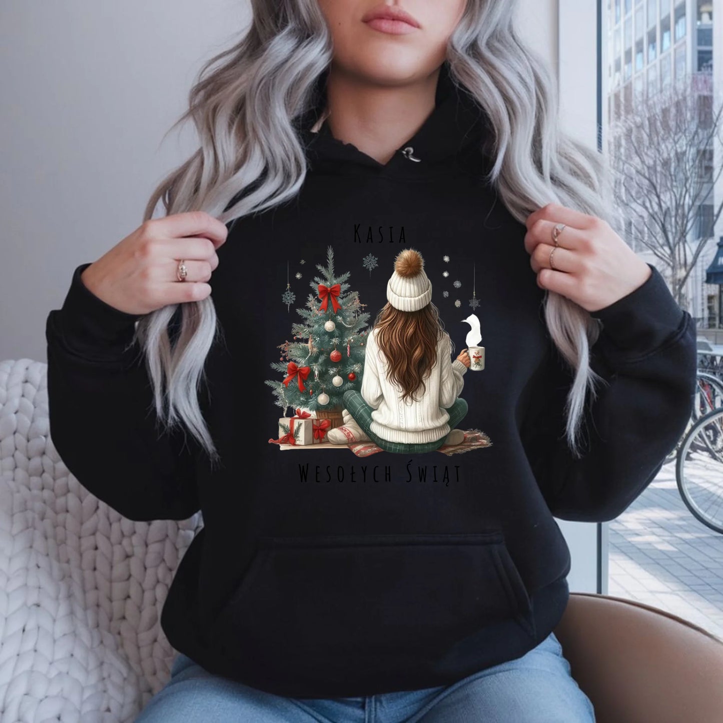 Love Winter | Świąteczna bluza damska z kapturem personalizacja BN15 - StoryCups.pl