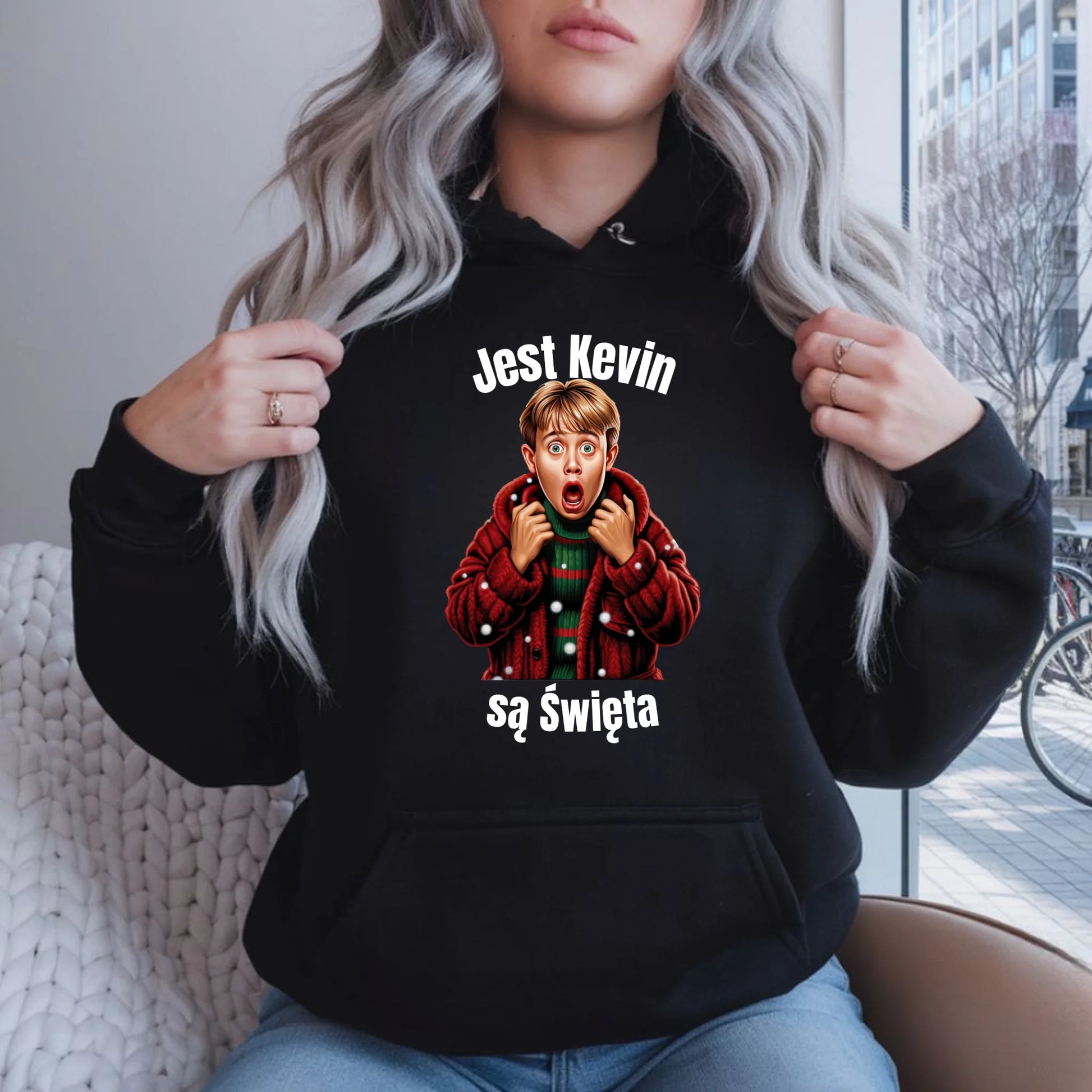 Jest Kevin, są święta | Świąteczna bluza damska z kapturem BN27 - StoryCups.pl