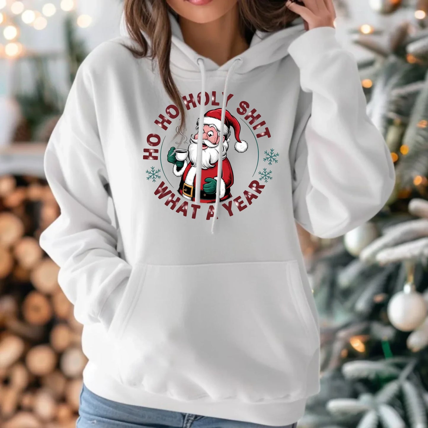 Ho ho holy shit | Świąteczna bluza damska z kapturem BN74 - StoryCups.pl